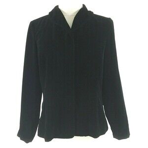 VTG Talbots Blazer 6 Black Velvet Soft Hidden Button Jacket Casual Career